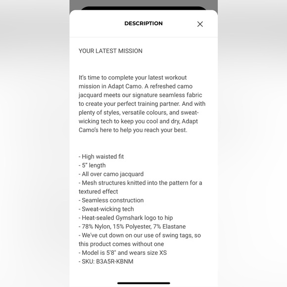 **SOLD** NEW Gymshark ADAPT CAMO SEAMLESS SHORTS - Picture 6 of 6